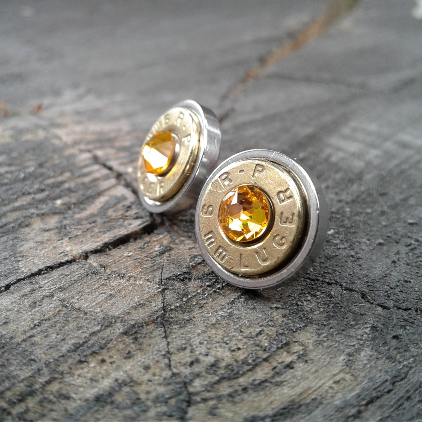 Badass Pistol Post Earrings (Brass)