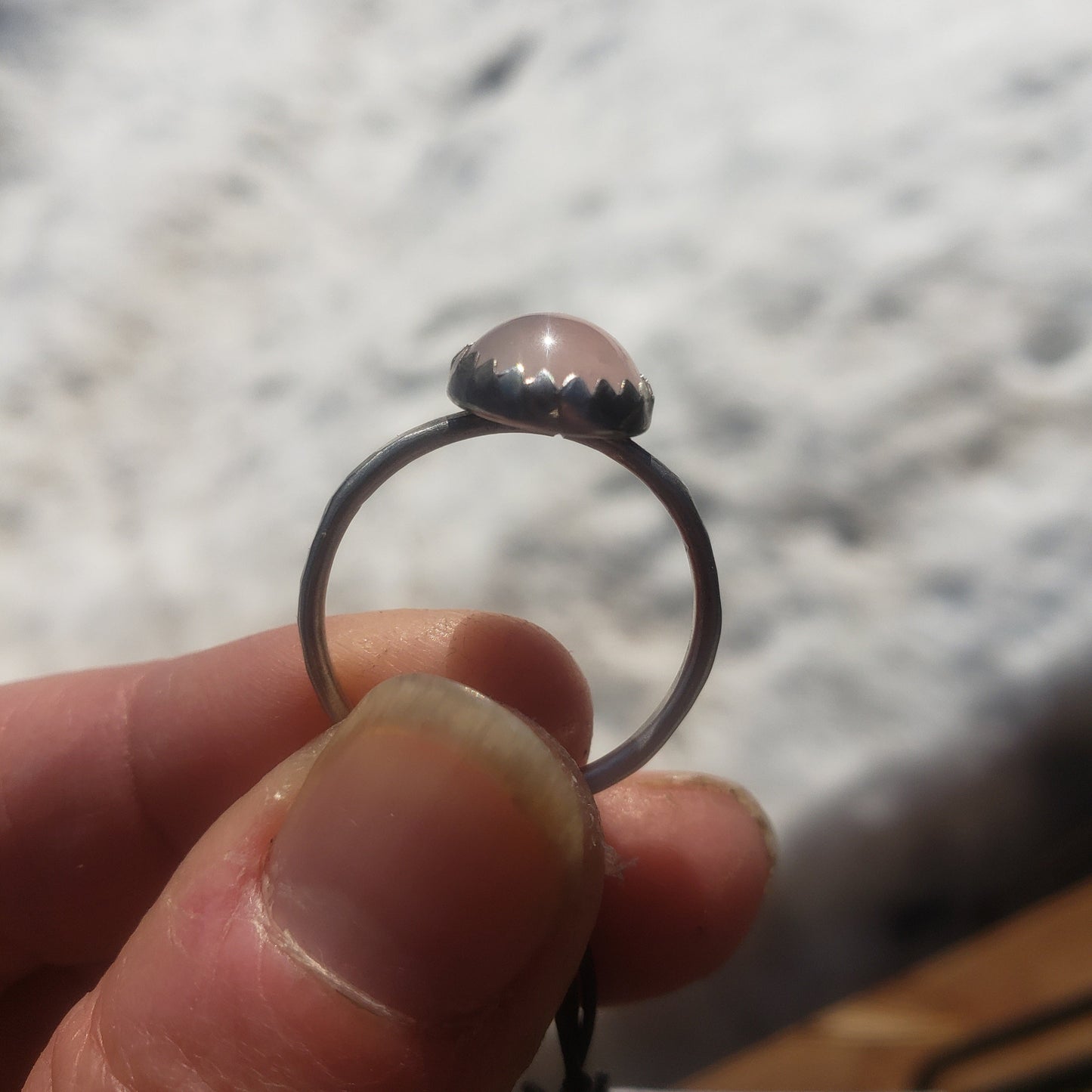 Bad Silver Rose Quartz Ring