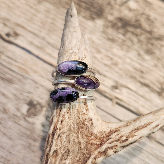 Bad Silver Itty Bitty Charoite Ring