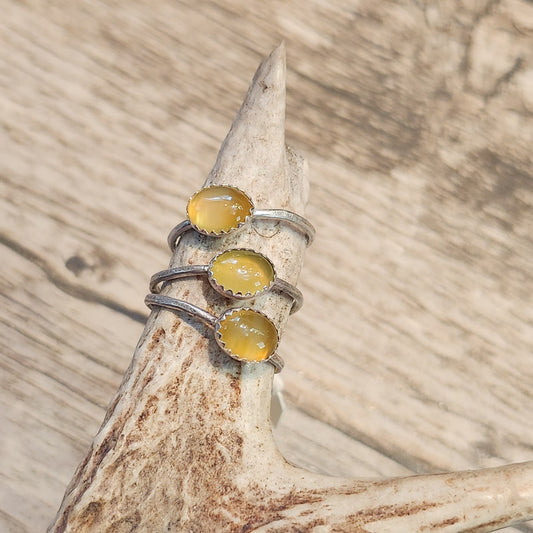 Bad Silver Itty Bitty Yellow Agate Ring